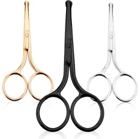 54j9pisl3 563245 1 3 Packs Nose Facial Hair Scissors Rounded Eyebrow Mustache Ear Grooming Tri