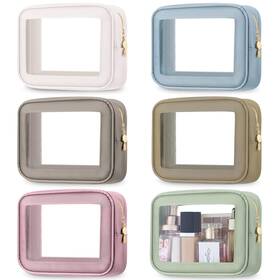 Abbylike Smo-abbylike-3456 6 Pcs Clear Makeup Bags Travel Nylon Morandi Toiletry Bag Bulk