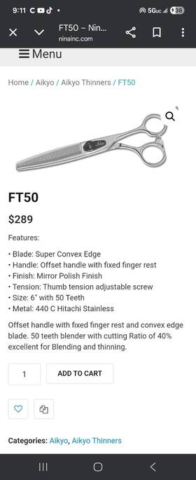 Aikyo Ft50 Thinning Scissors 6 Inch 440c Hitachi Stainless Super Convex Edge Silver