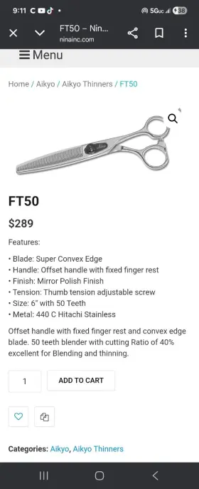 440c Aikyo Ft50 Thinning Scissors 6 Inch Hitachi Stainless Super Convex Edge Silver