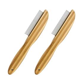 Ancable An-1384 2-pack Dandruff Comb Stainless Steel Fine Tooth Wooden Handle... Fast Ship