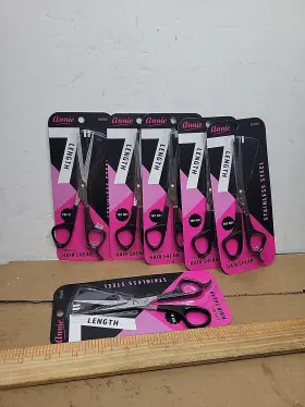 5006 Annie Qty 6 Stainless Series Hair Shear Scissors With Finger Rest 7 Inch Length