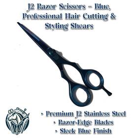 Arain Industries J2blue J2 Razor Scissors Blue Professional Hair Cutting And Styling Shears