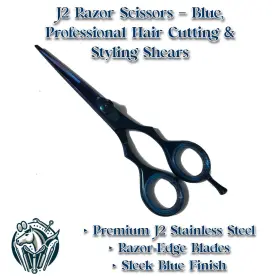J2blue Arain Industries J2 Razor Scissors Blue Professional Hair Cutting And Styling Shears