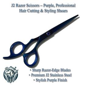 Arain Industries J2purp J2 Razor Scissors Purple Professional Hair Cutting And Styling Shears