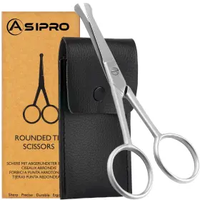 Asipro 726667942568 Nose Hair Scissors For Men And Women With Pouch - Rounded Tip Blunt Sciss