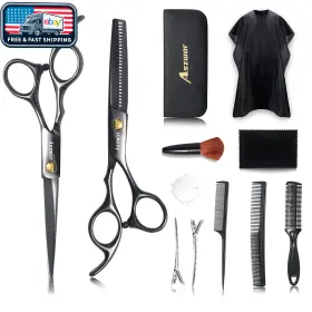 210318 Aszwor Hairdressing Scissors Kit 12pcs Japanese Stainless Steel Adjustable 210318 Aszwor Hairdressing Scissors Kit 12pcs Japanese Stainless Steel Adjustable