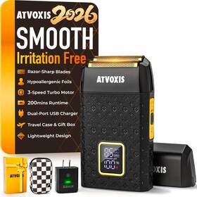 Atvoxis At-012 8500rpm Leather-wrapped Close Shave Foil Shavers For Men Portable 3-speed El
