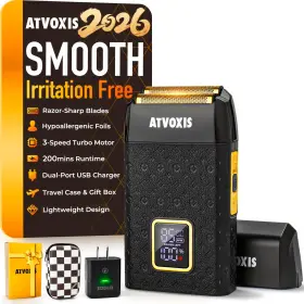 At-012 Atvoxis 8500rpm Leather-wrapped Close Shave Foil Shavers For Men Portable 3-speed El
