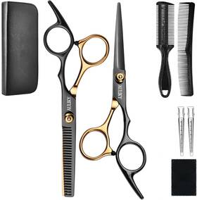 Auliky 765021832671 Hair Cutting Scissors Shears Kits 8 Pcs Professional Hairdressing Se