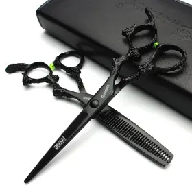 440c Axemoore 707943978075 6 Inch Hair Stylist Barber Scissors Black Plate Dragon Hairdressing Cutt