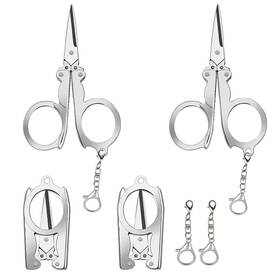 Axiyanx Fy117zdjd 4pc Small Folding Scissors With Key Chain Portable - Mini For Trav