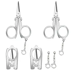Fy117zdjd Axiyanx 4pc Small Folding Scissors With Key Chain Portable - Mini For Trav