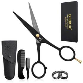 B-fokus 726084133792 5 Inch Premium Beard Mustache Scissors Black High Carbon Stainless Steel