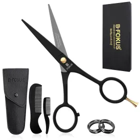 B-fokus 726084133792 5 Inch Premium Beard Mustache Scissors Black High Carbon Stainless Steel