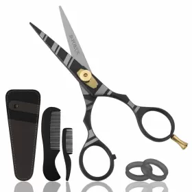 B-fokus 744553370394 5.5 Inch Durable Beard And Mustache Scissors Black German Stainless Stee