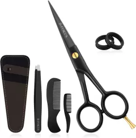 Fb-mbs-1122 B-fokus 5 Inch Professional Mustache And Beard Scissors Black German Stainless Steel Fb-mbs-1122 B-fokus 5 Inch Professional Mustache And Beard Scissors Black German Stainless Steel