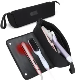Dysk-bk-da14 Baqraxia Travel Essentials Neoprene Hair Style Tools Bag With Fireproof Mat For Flat Or C