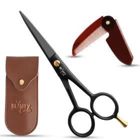 Beauty & Crafts 784987058987 German Beard And Mustache Scissors - 1 Folding Comb For Facial Hair Wi