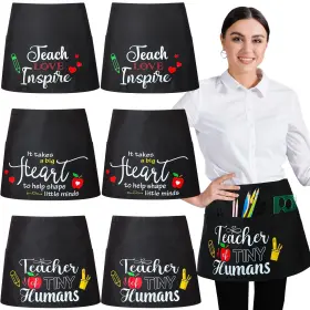 Berlune-130506k04 Berlune 6 Pieces Back To School Teacher Apron For With 3 Pockets Waterproof H