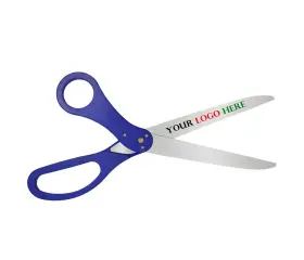Cu62920 Better Supplies Custom Logo Ribbon Cutting Scissors - 30 Inch Long Blue Handles Silver Colo