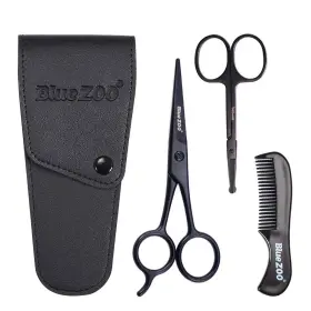 Bz-bsk-3pcs-b Bluezoo Beard Mustache Scissors And Comb Kit With Pu Storage Bag Rounded Saf Bz-bsk-3pcs-b Bluezoo Beard Mustache Scissors And Comb Kit With Pu Storage Bag Rounded Saf