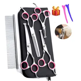 Bo Sher 782942948243 Dog Grooming Scissors Kit With Safety Round End Pet Trimmer Set Wit