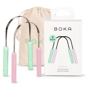 Boka 850049838399 Tongue Scraper For Adults And Kids With Case - Stainless Steel Clea