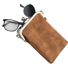 Borsali 860011163626 Double Eyeglass Case For Women - Small Vegan Leather Crossbody Phone
