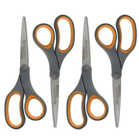 Branded 073577177840 4-pack 8-inch Titanium Bonded Scissors Soft Handle Gray/yellow Sharp Cutting Too