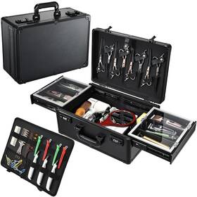 Branded 885463 Barber Case 6 Clippers Sliding Tray Profesional Barbers Black Trays