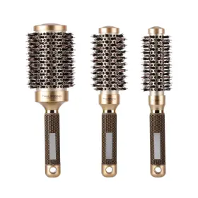 20234181 Btyms 3 Pcs Boar Bristle Round Brush For Blow Drying Nano Thermal Cerami... Fast Ship