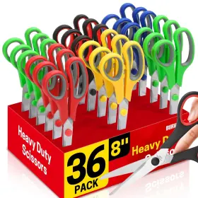 Burvagy 690740643054 36 Packs 8 Inch Multipurpose Scissors Ultra Sharp Blade Shears Comfort-grip Han