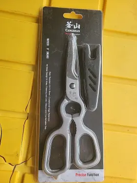 1021233 Cangshan D Shape Forged Stainless Steel Shears Satin Finish 9-inch Bl2
