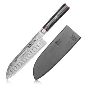 Cangshan 501240 Yari Series X-7 Damascus Steel 7-inch Santoku Knife With Sheath