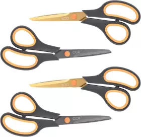 Ccr 313047846815 Scissors 8 Inch Soft Comfort-grip Handles Sharp Titanium Coating Blades 4-p