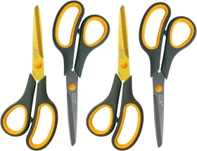 Ccr 735980929071 Scissors 8 Inch Soft Comfort-grip Handles Sharp Titanium Coating Blades 4-p