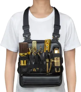 Cestomen 696573860785 Professional Chest Rigs Bag For Barbers Pu Leather Hairdresser Scissor