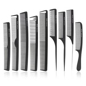 Cestomen M-10hei 9pcs Carbon Fiber Cutting Comb Hair Set For Teasing And Parting Profes