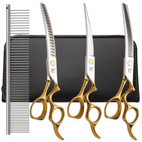 Citywish 5k-a161-q2f9 Dog Grooming Scissors Curved Chunkers Shears Deg With Safety Round T
