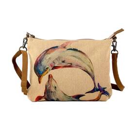 Cott N Curls 906098021304 Dolphins - Wristlet Wallets For Women Crossbody Sling Bags 100% Cotton Canva