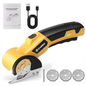 Creddux Cre633 Cordless Electric Scissors Cardboard Cutter Heavy Duty Scissor With 3 Bla