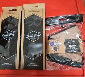 Dark Stag 060143205170 2 Ds1 6.5 Inch Black And Gold Professional Barber Scissors 3 Free Face Masks