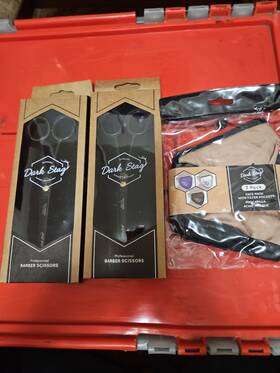 Dark Stag 060143205187 2 Ds1 7 Inch Black And Gold Professional Barber Scissors 3 Free Face Masks