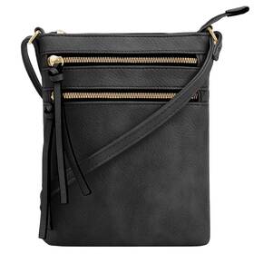 Deluxity Am523-bk Crossbody Purse Bag Shoulder Multi Pocket Zipper Black