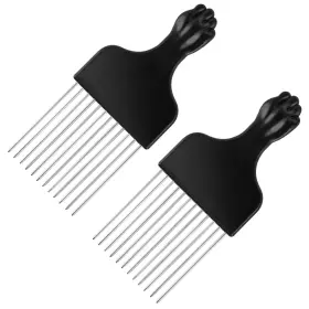 Xh6zgirj1 Divina Vitae 580191 1 2 Pack Black Metal Afro Pick - Wide Tooth Comb For Curly And Smooth Hair Prof