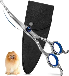 Lsy117 Doscpe Curved Dog Grooming Scissors 7.28 Inch Large Blue Cuvred Shears For Dogs