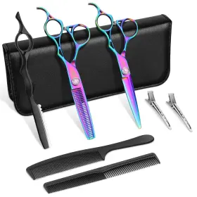 Scissors02-rainbow Dragon Creek Hair Cutting Thinning Scissors Set Haircut Texturizing Blending