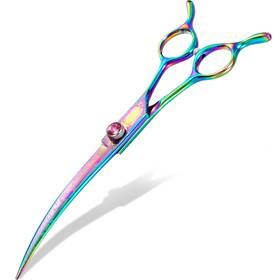 Dragon Creek Scissors05rainbowcurved 7 Inch Downward Curved Dog Grooming Scissors For Face And