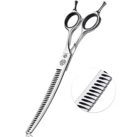 Scissors06s7 Dragon Creek 7 Inch Upward Curved Dog Chunker Thinning Scissors Silver Grooming P